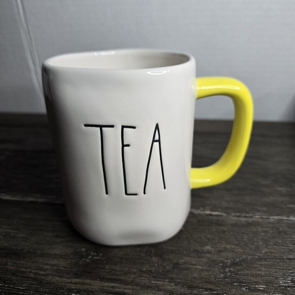 Rae Dunn Artisan Tea Mug Yellow Handle Farmhouse Magenta Basics